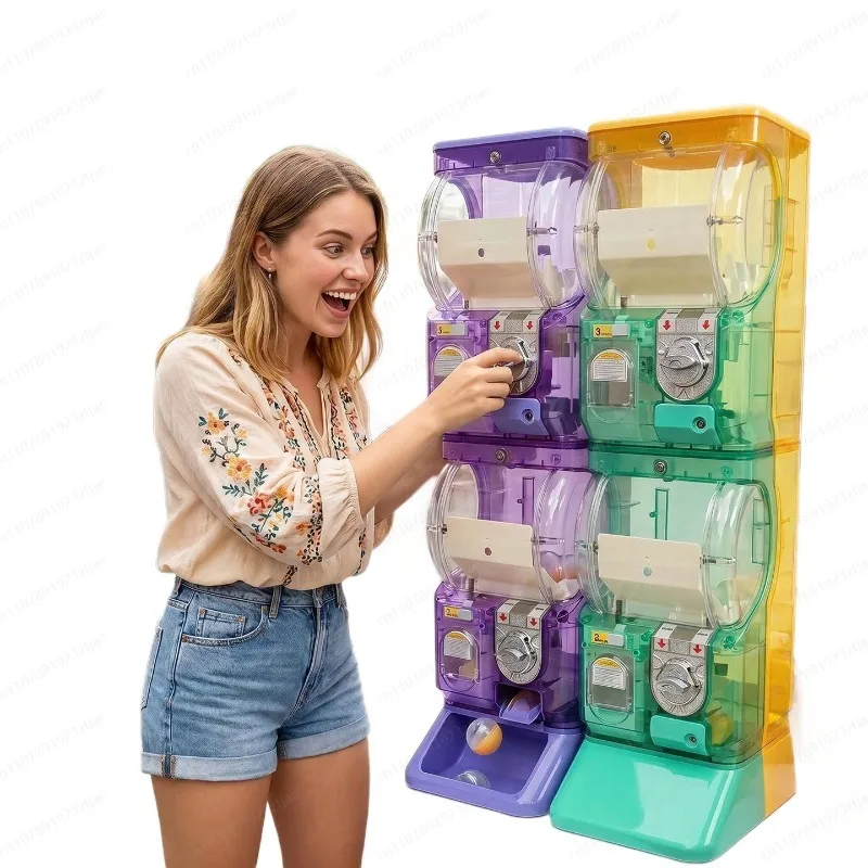 Arcade Vending Machines - 透明な白い二段式ガチャポンマシン、75mmガチャボール用のコイン式カプセル販売機（アーケードショップ向け）