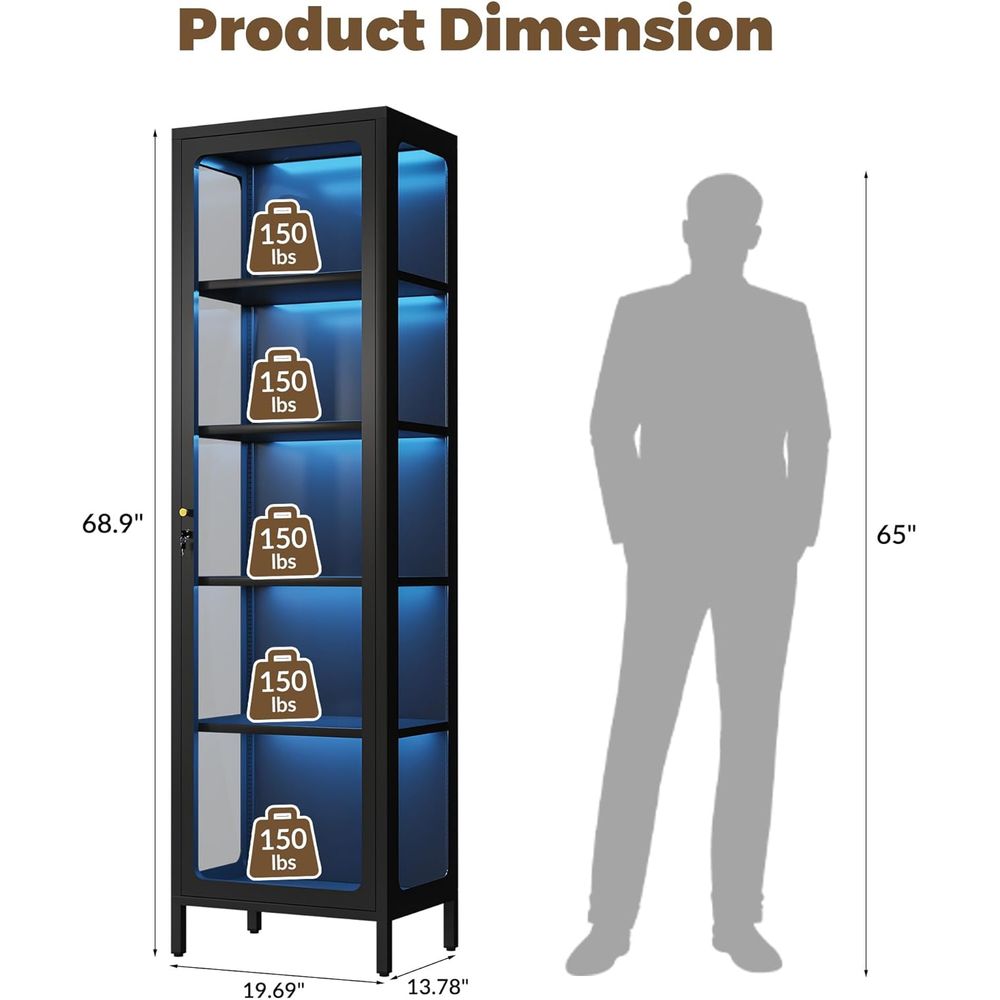 69個のガラス製ディスプレイキャビネット（ロック付き＆13色 - Glass Cabinet Display のレビューと価格